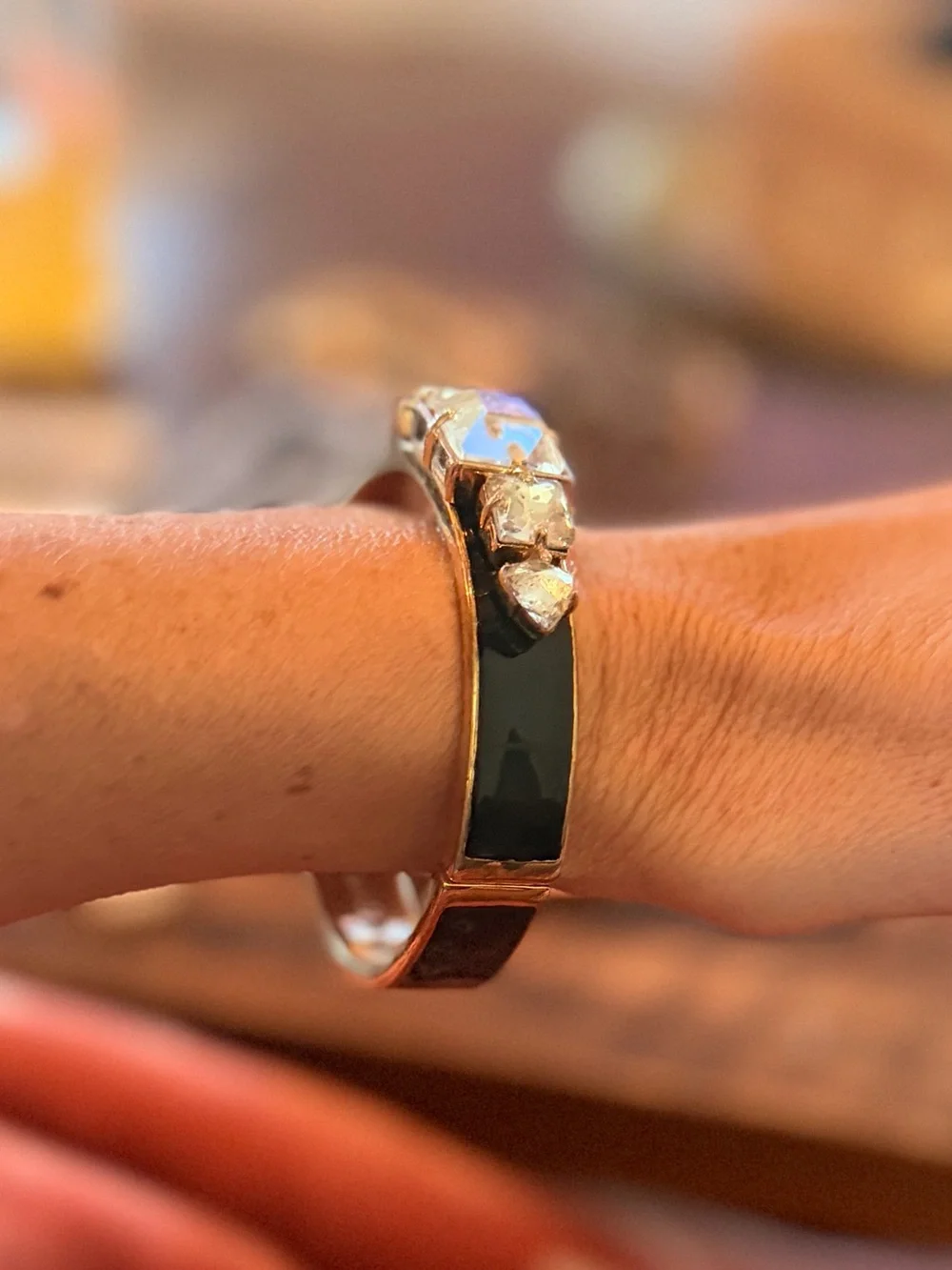 kate spade Black Leather Bracelet with Gold-Tone and Clear Crystals - Picture 2 of 4
